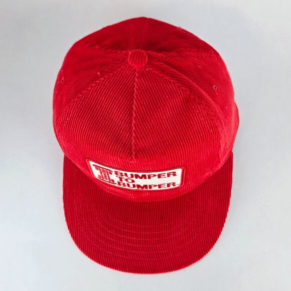 Vintage 80s Bumper to Bumper Trucker Hat Red Corduroy Automotive Classic Cap - Picture 6 of 11